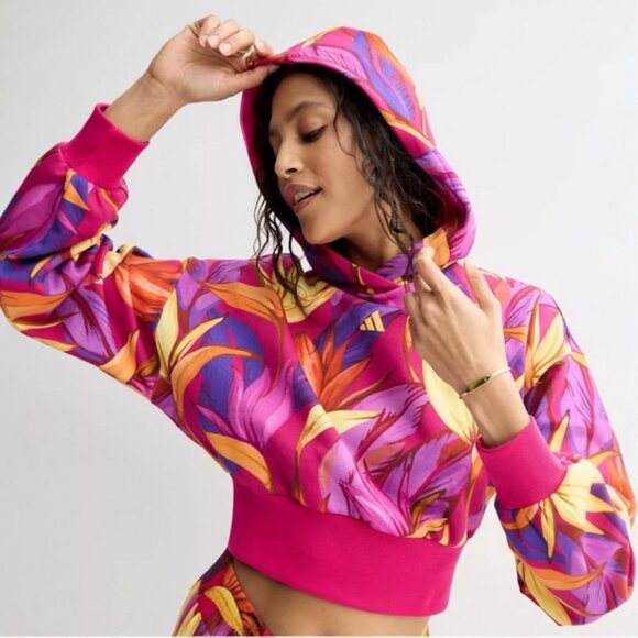 adidas Tops - Adidas X Farm Rio Birds Of Paradise Cropped Hoodie 3X